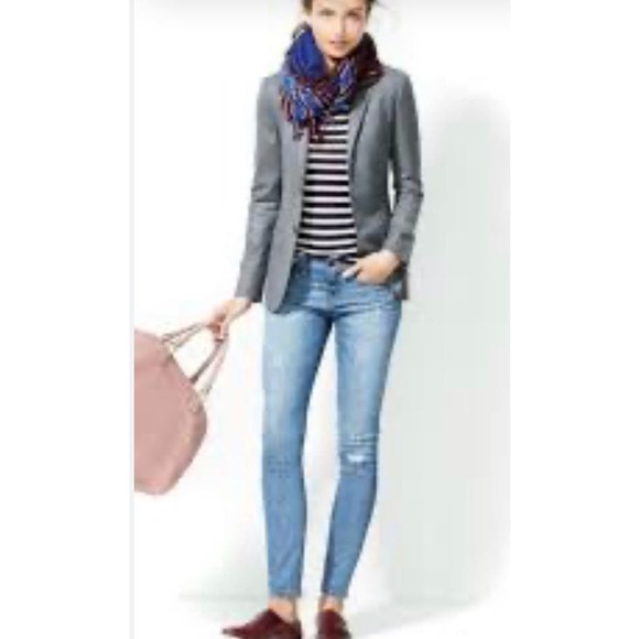 J.CREW Gray Striped Wool Blazer - Women's Size 0 - Preowned WC46 - Picture 2 of 14